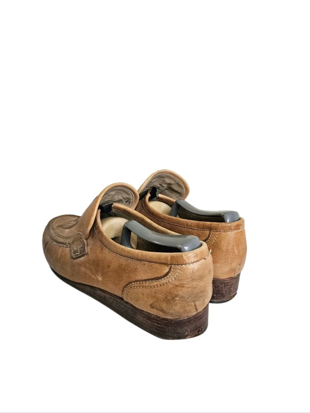 1970s vintage Men Woven Leather Platform Loafers 9.5